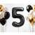 Black number 5 foil balloon, 85 cm, with other balloons