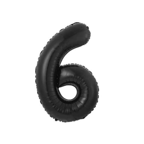 Black number 6 foil balloon, 85 cm