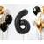 Black Number 6 Foil Balloon with Gold and White Balloons - Party Decoration