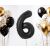 Black Number 6 Foil Balloon with Gold and White Balloons - Party Decoration