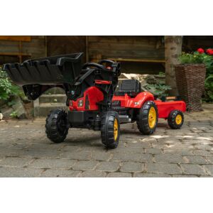 Gyermek pedálos traktor, pótkocsival - Piros