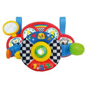 Winfun Baby Learning Steering Wheel játék, piros, sárga, kék, fekete, fehér, tükörrel, zenével, fényekkel és hangokkal - Winfun