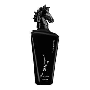 Fľaša parfumu Lattafa Maahir Black Edition s čiernou konskou hlavou - Lattafa