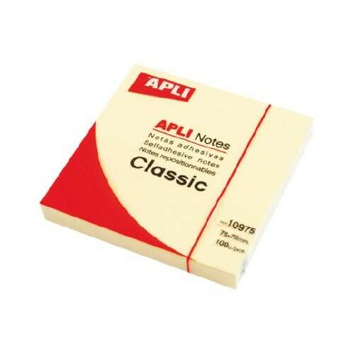 APLI 75x75 mm 100 Blatt gelber Haftnotizblock