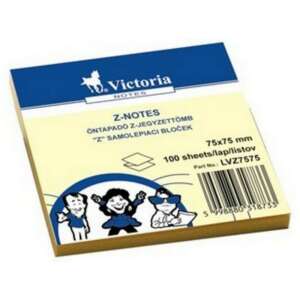 Victoria Z-Notes 75x75 mm öntapadó jegyzettömb, 100 lap, sárga - Jegyzettömb