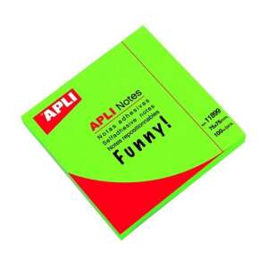 APLI Funny Notes, 75x75mm, 100 lap, neon zöld - Jegyzettömb