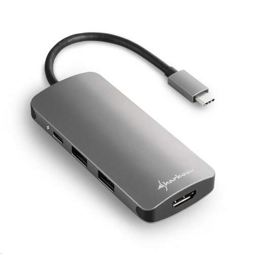 Sharkoon USB Hub - Adapter Multiport USB3.0 Type-C (Czarny; 3x USB3.0; 1x HDMI; 1x Micro SD/MMC; Wejście TypeC)