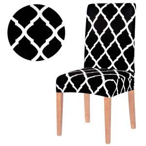 Springos chair cover in black and white geometric pattern - Furniture Cover