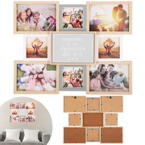 Springos Multi-Fotorahmen für 9 Fotos, braun und grau, Familien-Collage-Rahmen - Bilderrahmen