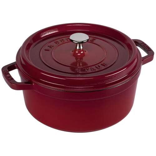 Staub La Cocotte 24cm okrúhly červený liatinový hrniec s vekom