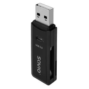 Savio AK-63 USB 2.0 SD-Kartenleser, schwarz, schräge Ansicht - Kartenleser