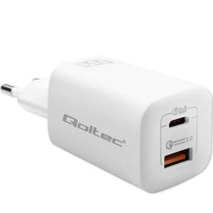 Qoltec Gan Ultra USB-A / USB-C ładowarka sieciowa, biała, 65W - Qoltec
