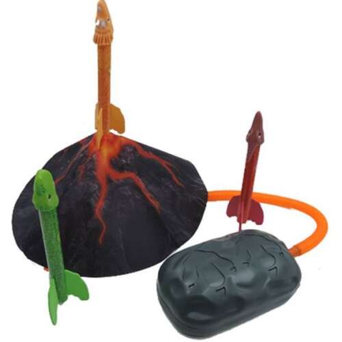 Sada rakiet dinosaurov, sopečný odpaľovač, raketové dinosaury, vzduchová pumpa, oranžová trubica