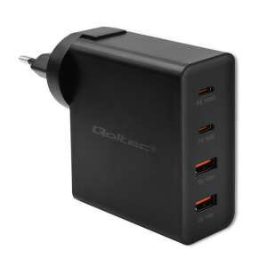 Qoltec 52383 Power Pro 130W ładowarka GaN z 2 portami USB-C i 2 portami USB-A, czarna - Qoltec