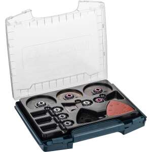 Bosch i-BOXX Pro Multi-Cutter Set, 34-teiliges Set, enthält verschiedene Klingen, Schleifpads und Zubehör zum Schneiden, Schleifen und mehr - Multifunktionswerkzeug-Zubehör
