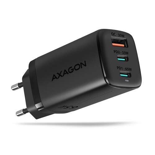 AXAGON ACU-DPQ65W 2x USB-C / 1x USB-A hálózati töltő, fekete, 65W