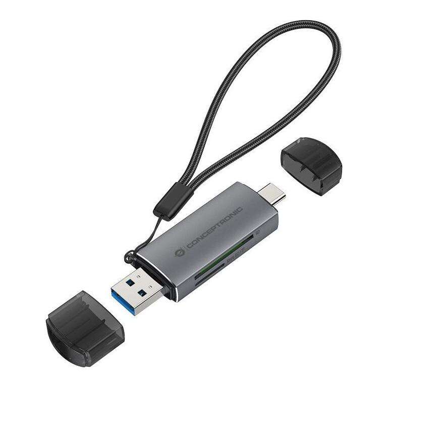 CONCEPTRONIC Czytnik kart USB-C/USB-A -> Micro SD/TF czarny