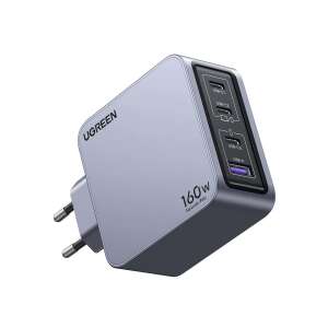 Ugreen Nexode Pro 160W 3x USB-C 1x USB-A GaN зарядно устройство за стена, сиво/черно - Ugreen Зарядно устройство за телефон