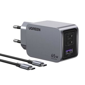 Ugreen Nexode Pro 65W USB-C Charger with 3 Ports and USB-C Cable - Ugreen Phone Charger