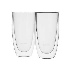 2 db Zokura duplafalú pohár készlet, 450 ml, hőálló boroszilikát üvegből, hosszú italokhoz, jeges teához vagy sörhöz - Pohár
