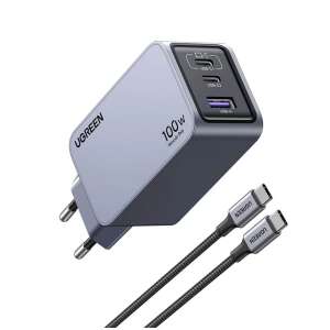 Ugreen Nexode Pro 100W Încărcător de perete USB-C și USB-A cu 3 porturi cu cablu USB-C - Ugreen Încărcător de telefoane