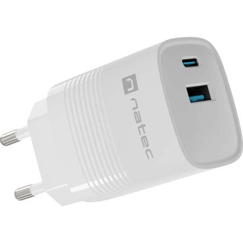 Natec Ribera GaN USB-C / USB-A Netzteil, weiß, 30W