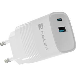 Natec Ribera GaN ładowarka sieciowa USB-C / USB-A, biała, 30W - Karta sieciowa
