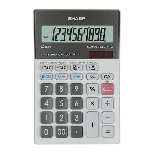 Десктоп калкулатор SHARP EL-M711G с 10 цифри, с двойно захранване