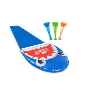 Zuru Toys Bunch O Balloons Водна пързалка с акула и водни бомби, 480 см дължина, надуваема, синя, дизайн на акула, воден спрей, лятно забавление, игра на открито, играчка за деца - Игри в басейна и на плажа