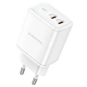 Borofone BN9 Reacher 2 x USB-C hálózati töltő, fehér, 35W - Borofone