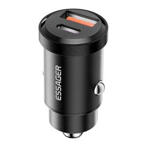 Essager 45W USB-A és USB-C autós töltő, fekete - Autós töltő