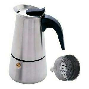 Cafeaua italiană din oțel inoxidabil pentru 6 persoane, stil Bialetti, cu filtru detașabil - Aparat de cafea cu gura de scurgere