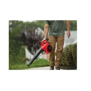 Muž používa benzínový fúkač na listy Haina H-GLB3050 na odstránenie listov z trávnika - Záhradné vysávače a fúkače lístia