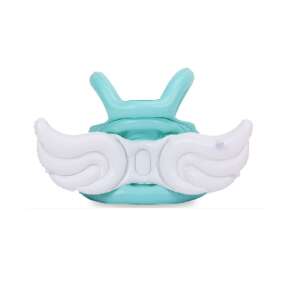 Angel Wings inflatable swim vest for kids, front view, turquoise color with white wings - Swim Vest