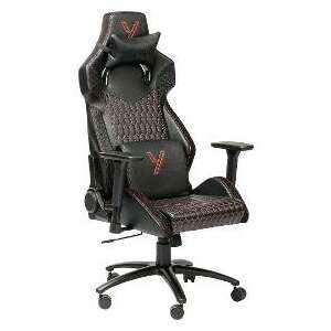 Krzesło gamingowe Yenkee YGC 110RD Ghost Gamer, czarne ze szwami w kolorze czerwonym - Krzesło dla graczy