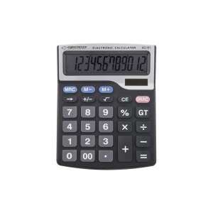 Esperanza ECL101 TALES 12-digit desktop calculator, black with silver keys - Calculator