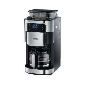 Severin coffee maker with built-in grinder, 1.25 liter capacity, compatible with beans and ground coffee, 200g grinding capacity, adjustable grind, 3 aroma settings, graduated glass carafe, timer, touch screen - Coffee Grinder and Espresso & cappuccino machine