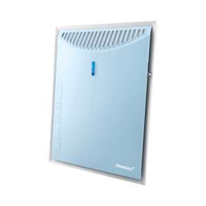 Steba LR 10 air purifier, white and blue, front view - Steba