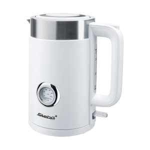 Steba WK 10 electric kettle, white, 1.7 liter capacity, with temperature control, double-walled, stainless steel interior, dry boil protection - Steba