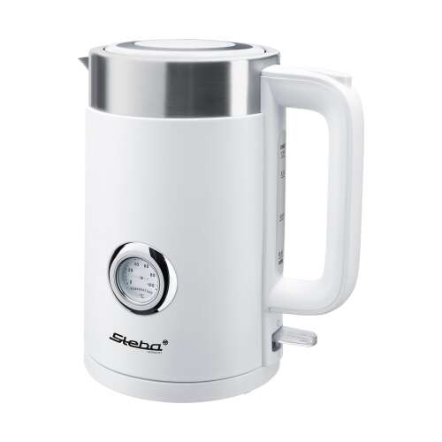 Steba WK 10 electric kettle, white, 1.7 liter capacity, with temperature control, double-walled, stainless steel interior, dry boil protection