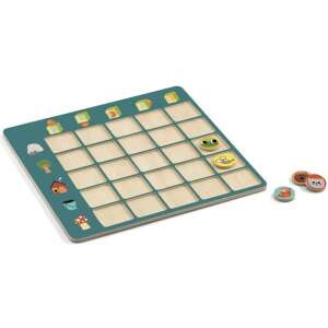 Djeco Topologix game board with animal tokens, a wooden board with a grid and animal characters - Djeco Creative Toy