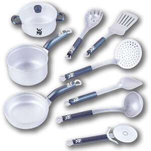WMF play kitchen utensils set, 9 pieces, includes pots, pans, and kitchen tools - Toy kitchen tool