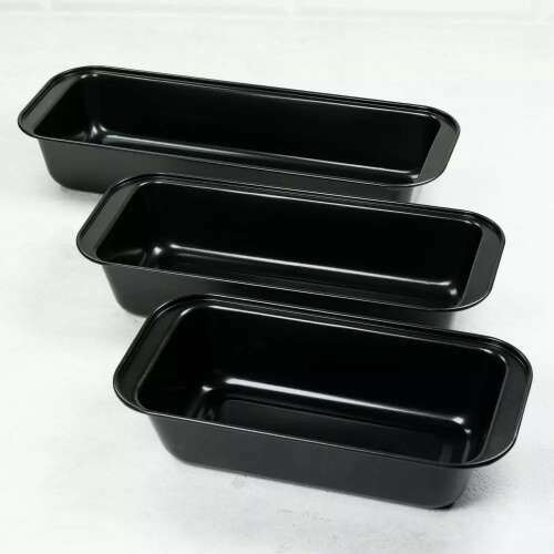 Kinghoff Kh-4198 3-teiliges Brotbackform-Set, schwarze Backformen für Brot, Kuchen und Desserts