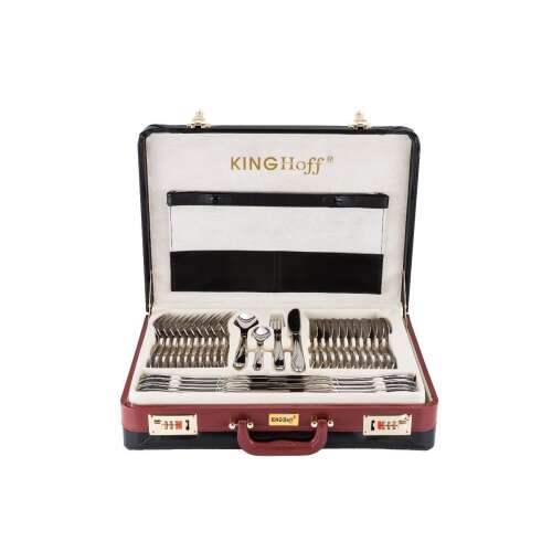 Kinghoff Gloss Kh-3515 72-teiliges Besteckset in einem schwarzen Lederkoffer