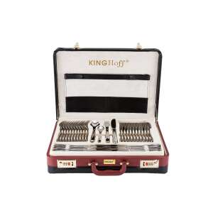 Set de tacâmuri Kinghoff Gloss Kh-3515 72 piese într-o valiză din piele neagră - Tacâmuri