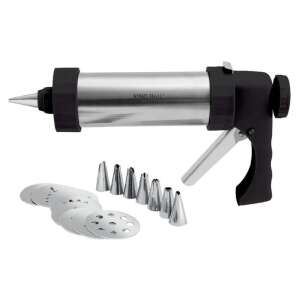 Kinghoff Kh-1363 cookie press with 10 different nozzles and 6 cookie discs for decorating cookies - Kinghoff