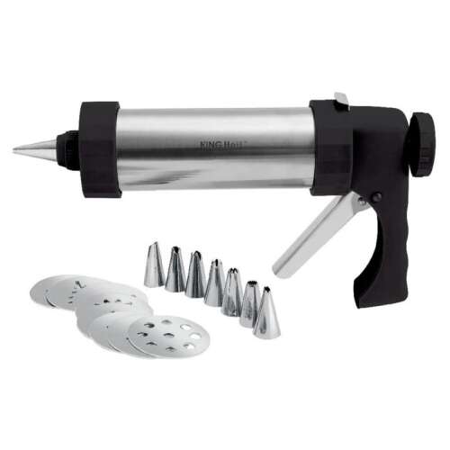Kinghoff Kh-1363 cookie press with 10 different nozzles and 6 cookie discs for decorating cookies