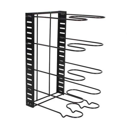 Kinghoff Kh-1639 Organizator pentru oale și tigăi, Raft de depozitare din metal negru pentru dulapuri de bucătărie, Găzduiește până la 6 oale și tigăi