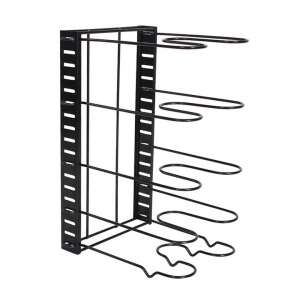 Kinghoff Kh-1639 Организатор за тенджери и тигани, Черна метална стойка за съхранение в кухненски шкафове, Побира до 6 тенджери и тигани - Kinghoff