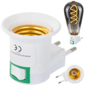 Adaptor alb pentru bec E27 cu comutator și priză, 230V - Verk Group